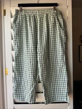 Woman Within Gingham Green White Vintage Pinup Pants Capris 18